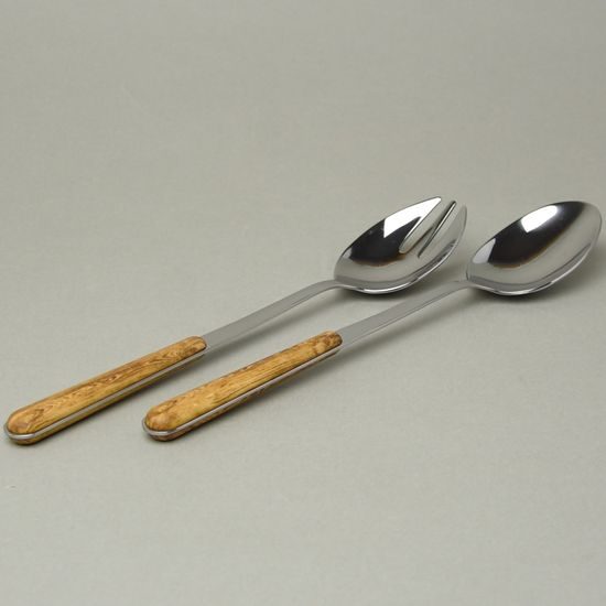 Lžíce a vidlička na salát 26 cm, BISTROT dřevěná textura, NEVA