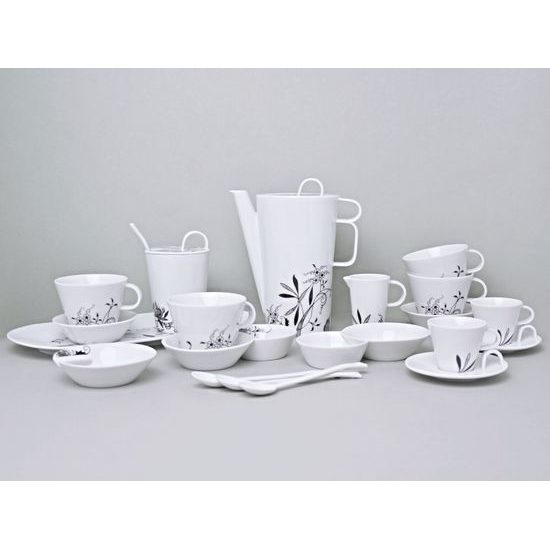 Bohemia black: Kávová sada pro 6 osob, design Jiří Pelcl, černý cibulák, Český porcelán a.s.
