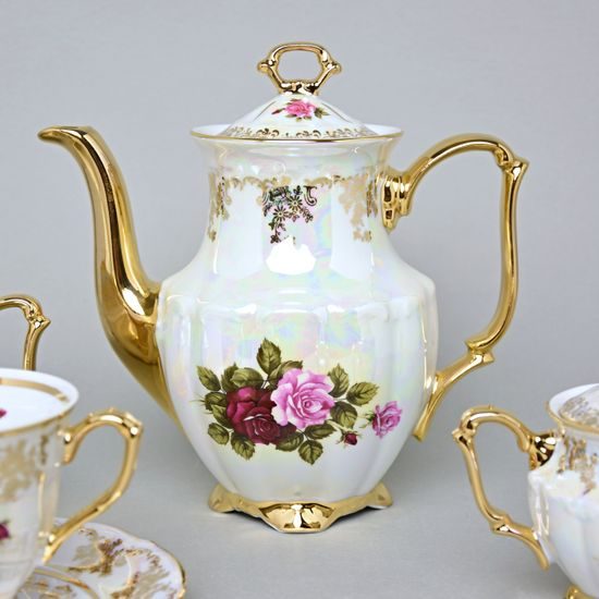 Coffee set for 6 pers., Cecily - Rose, Royal Bohemia porcelain