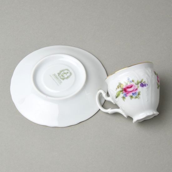Šálek a podšálek Espresso 75 ml / 12 cm, Thun 1794, karlovarský porcelán, BERNADOTTE míšeňská růže