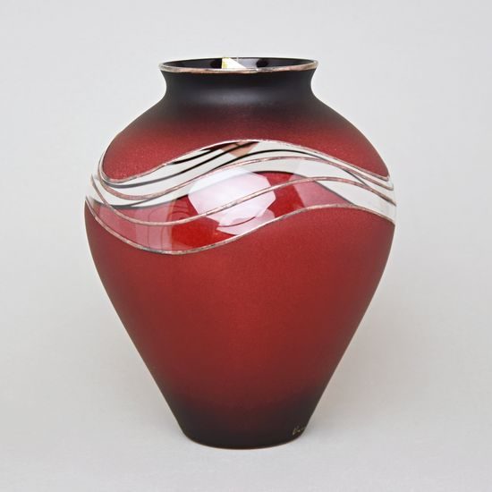 Studio Miracle: Vase Red, 22,5 cm, Hand-decorated by Vlasta Voborníková