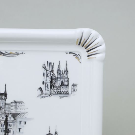 Porcelain Tray with Prague Motifs (Decor No. 3), Vilém Janoušek, Český porcelán a.s.
