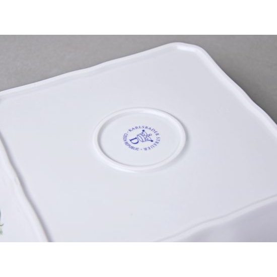 Mísa salátová čtyřhranná 21 cm, házenka s modrou linkou, Český porcelán a.s.