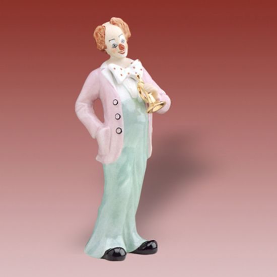 Klaun s trumpetou 9 x 9 x 24 cm, Porcelánové figurky Duchcov