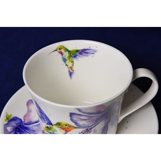 Hummingbird: Cup 420 ml and saucer breakfast, English Fine Bone China, Roy Kirkham
