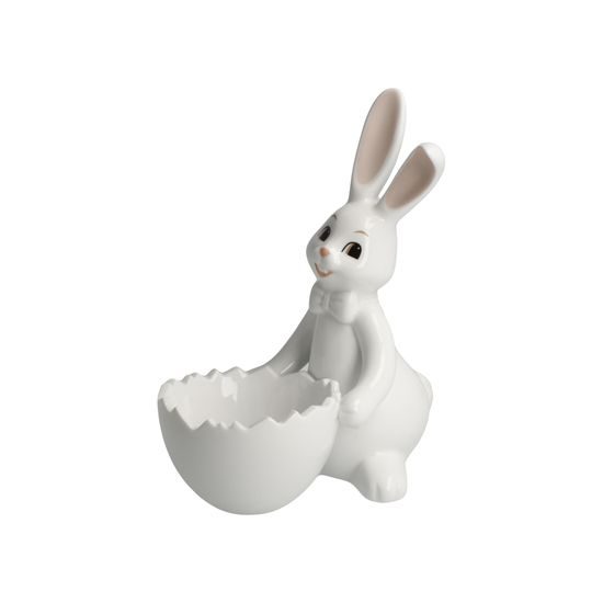 Figurka bílého zajíčka s mističkou 13,5 / 7 / 16 cm, porcelán, Goebel