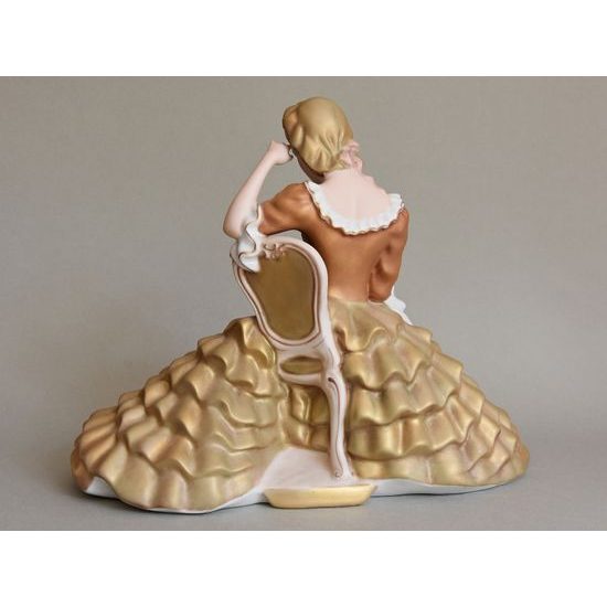 Dáma s knihou, velká 22,5 x 32,5 x 26,5 cm, Bronz, Porcelánové figurky Duchcov