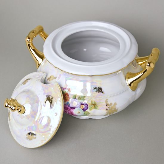 656: Soup bowl 2,5 l, Sonáta, pearl + gold, Leander Loučky