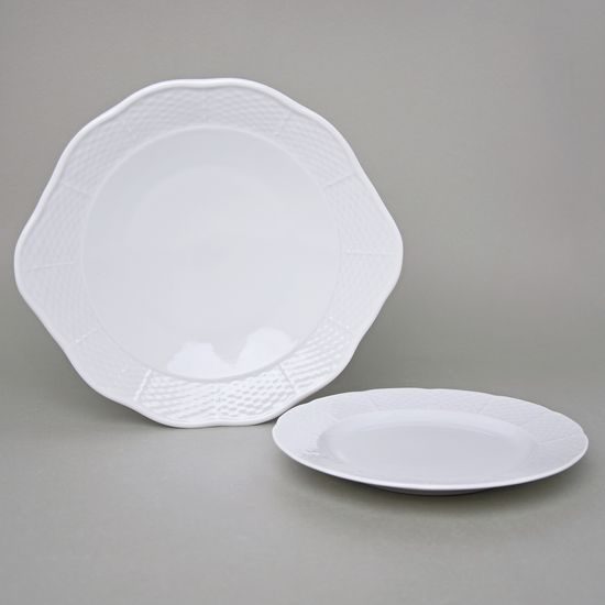 Cake set for 6 persons, Thun 1794 Carlsbad porcelain, Natalie white