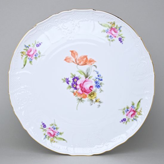 Talíř dortový 32 cm, Thun 1794, karlovarský porcelán, BERNADOTTE míšeňská růže