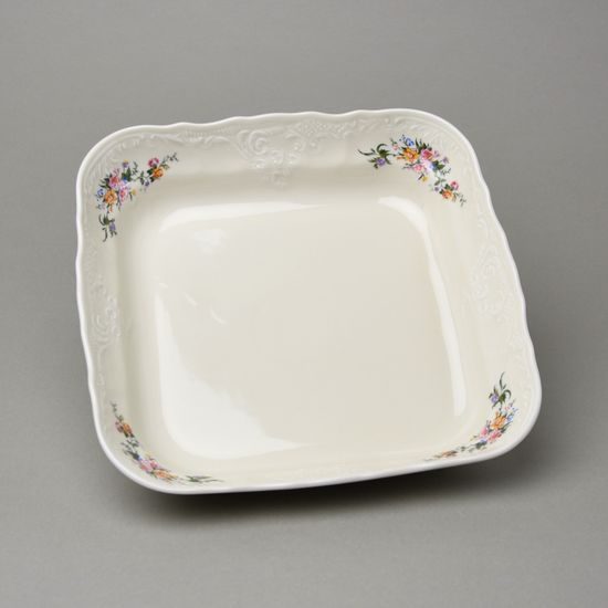 Mísa 4-hranná 25 cm J, Thun 1794, karlovarský porcelán, BERNADOTTE ivory + kytičky