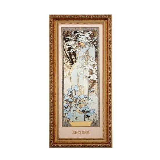 Obraz Zima 1900 27 x 57 cm, porcelán, A. Mucha, Goebel Artis Orbis