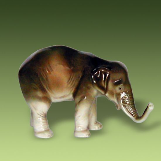 Elephant 20,5 x 7 x 12,5 cm, Porcelain Figures Duchcov, Porcelain Figures Duchcov