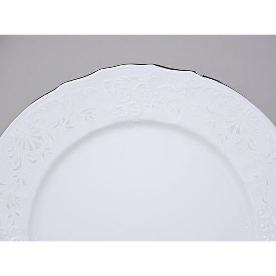 Plate dining 25 cm, Thun 1794 Carlsbad porcelain, Bernadotte frost, Platinum line