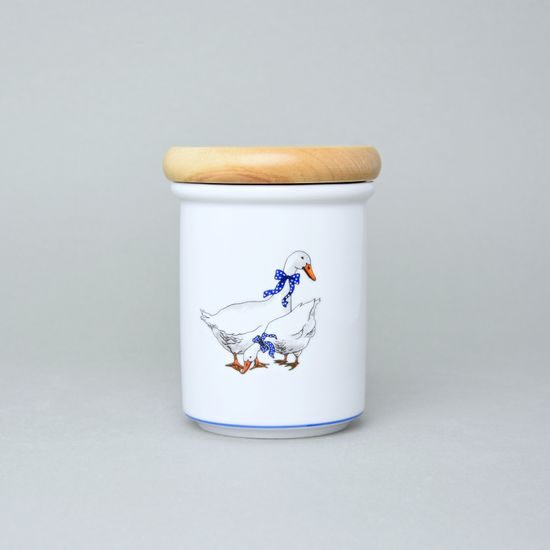 Jar w/wooden lid 10,5 x 8,2 cm - middle, Goose, Český porcelán a.s.