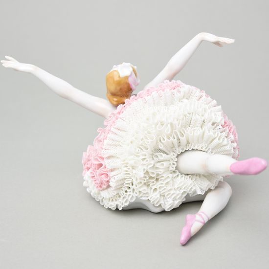Ballerina with lace 23 x 16 x 15 cm, Kurt Steiner, Porcelain Figures Unterweissbacher