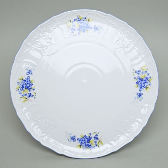 Cake plate 32 cm on stand, Thun 1794 Carlsbad porcelain, BERNADOTTE Forget-me-not-flower