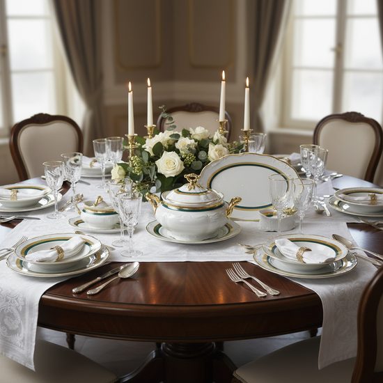 Jídelní sada pro 6 osob, Marie Louise 8800501 zlato + zelená, Thun 1794 a.s.