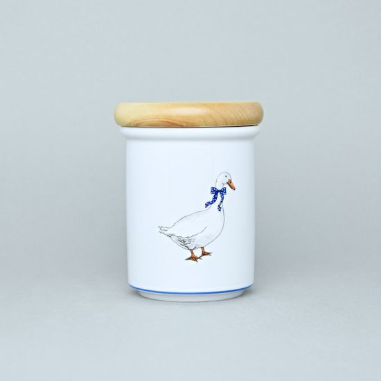 Jar w/wooden lid 10,5 x 8,2 cm - middle, Goose, Český porcelán a.s.