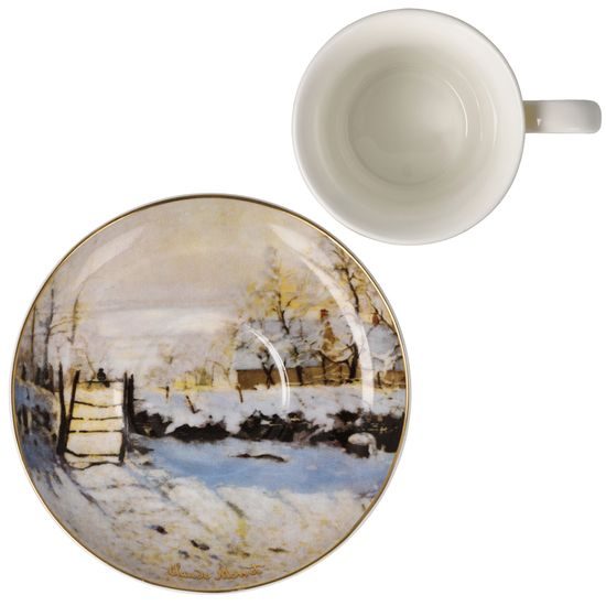 Šálek 100 ml a podšálek 12 cm, Straka, C. Monet, jemný kostní porcelán, Goebel