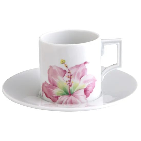 Šálek 50 ml espresso + podšálek - Obří květ ibišku, Míšeňský porcelán
