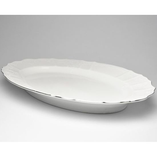 Dish oval flat 39 cm, Thun 1794, karlovarský porcelán, BERNADOTTE platinum
