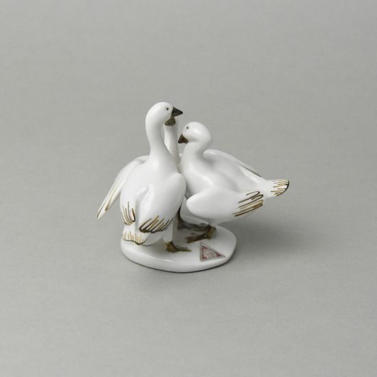 Tři husy na podstavci 9 x 10,5 x 10 cm, luxor, Porcelánové figurky Duchcov