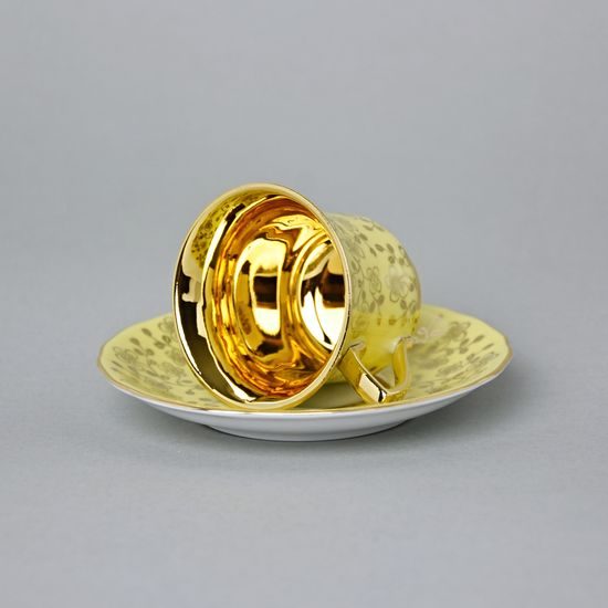 Šálek 80 ml a podšálek mokka Windsor, Žlutá, Leander 1907 Loučky