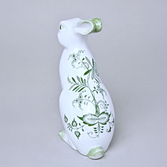 Zajíc sedící 17 cm, Cibulák zelený, originální z Dubí