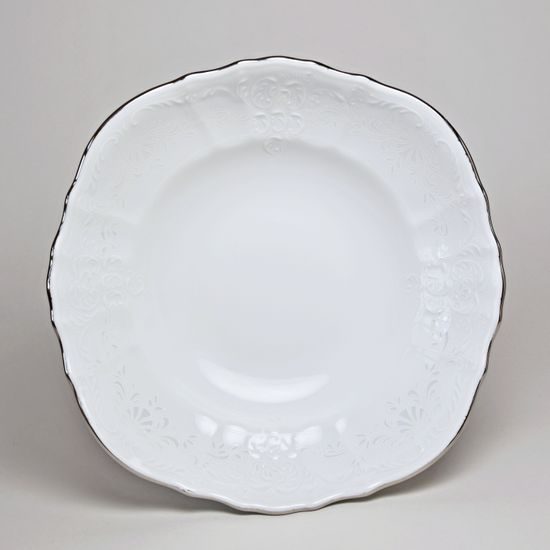 Bowl 25 cm on stand, Thun 1794 Carlsbad porcelain, BERNADOTTE frost, Platinum line