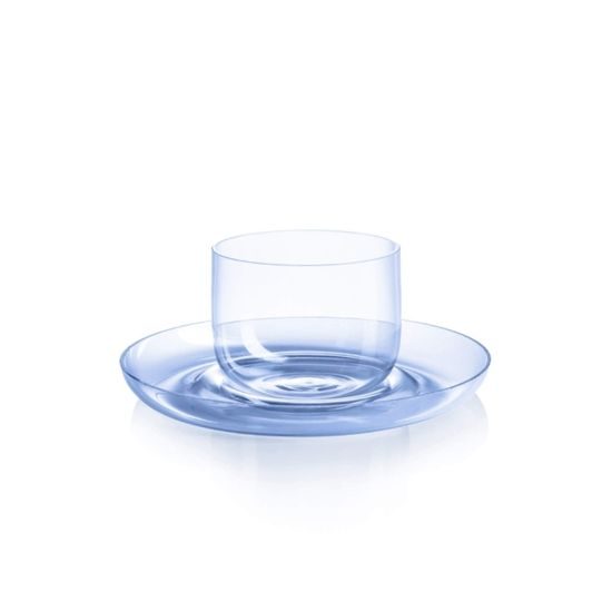 Cup 114 ml + saucer 120 mm DROP for espresso, Light Blue, Kvetna 1794 Glassworks
