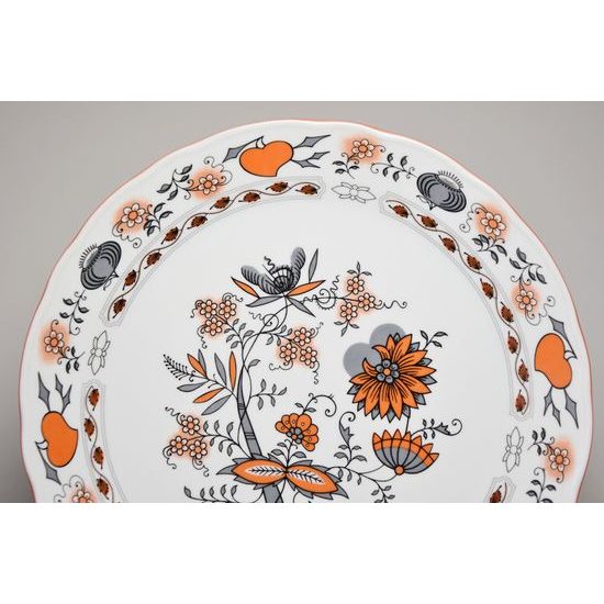 Orange-black Onion: Club plate 30 cm, Český porcelán a.s.