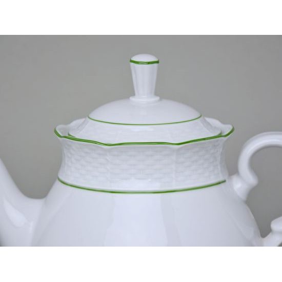 7047703: Tea pot 1,2 l, Thun 1794, karlovarský porcelán, NATÁLIE light green lines