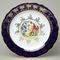 Dish round flat 31 cm (club plate), The Three Graces + gold + COBALT, Queen's crown porcelain