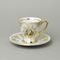 Šálek vysoký 180 ml na nožce a podšálek 15,5 cm kávový, Tři Grácie, zlatý listr, porcelán Royal Czech
