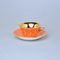 Cup 110 ml for tea + saucer 12,7 cm Windsor, Orange + inside gold, Leander 1907 Loučky