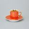 Cup 100 ml mocca and saucer 11,5 cm Sabina, inner gold, dark orange, Leander Loučky