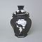 Dóza / Urna šestihran 20 x 14,5 x 13 cm , Černý fond + platina, Porcelán Duchcov