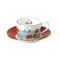 Blenheim Palace - Indian Room: Cup 200 ml and saucer breakfast (Coral), English Fine Bone China, Roy Kirkham
