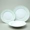 Plate set 12 pcs. for 4 pers. Thun 1794, karlovarský porcelán, Natálie green flowers