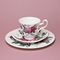 English Rose: Trio Set - Tea Cup 220 ml, Saucer breakfast and Dessert Plate, English Fine Bone China, Roy Kirkham