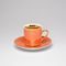 Cup 100 ml espresso + saucer 10,5 cm, inside gold, orange, Leander 1907