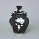 Dóza / Urna šestihran 20 x 14,5 x 13 cm , Černý fond + platina 2, Porcelán Duchcov