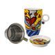 Tea Cup 0,45 l with Lid and Strainer Romero Britto - A New Day, 12 / 8,5 / 14 cm, jemný kostní porcelán, Goebel