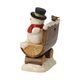 Sněhulák na lavičce s dvěma ptáčky, 7,5 / 5 / 10,5 cm, kamenina, Vánoce, Goebel