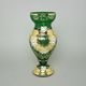 Váza 35 cm skleněná ZELENÁ, zlato + smalt, novoborské sklo