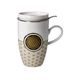 Tea Cup 0,45 l with Lid and Strainer Flower of Life White, 11,5 / 8 / 14 cm, fine bone china, Lotus, Goebel