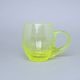 Square Pattern Glass Mug with Handle (uranium Glass), 500 ml, Glassworks Janov