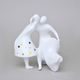 Milenci na skútru 14,5 x 12,5 x 16,5 cm, Bílá + barevné puntíky, Porcelánové figurky Duchcov