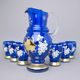 Wine set JANA 7 pcs. BLUE, enamel + gold, Novoborské sklo